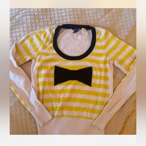 Sonia Rykiel Striped Yellow & Pink Woman’s Sweater with Black Bow S